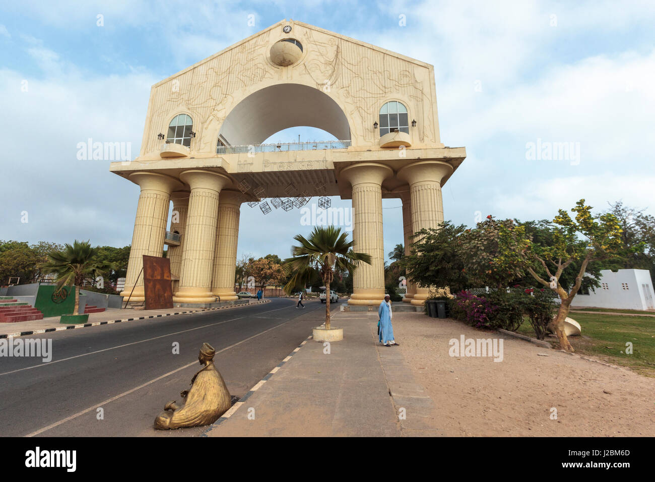Africa, Gambia, Serrekunda. Monument at the entrance to Banjul, Arch 22, to mark the rise to power of President Yahya Jammeh. Stock Photo