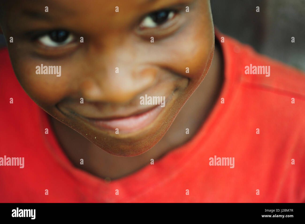 Cote d'Ivoire, Abidjan, portrait of African boy (MR) Stock Photo