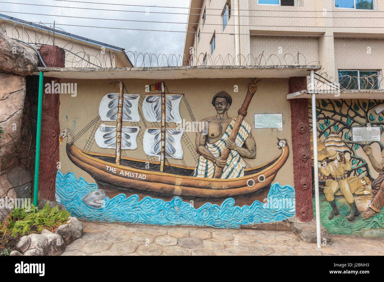 Africa, Sierra Leone, Freetown. Artwork of Sengbeh Pieh, at the Sierra Leone Peace and Cultural Monument. Stock Photo