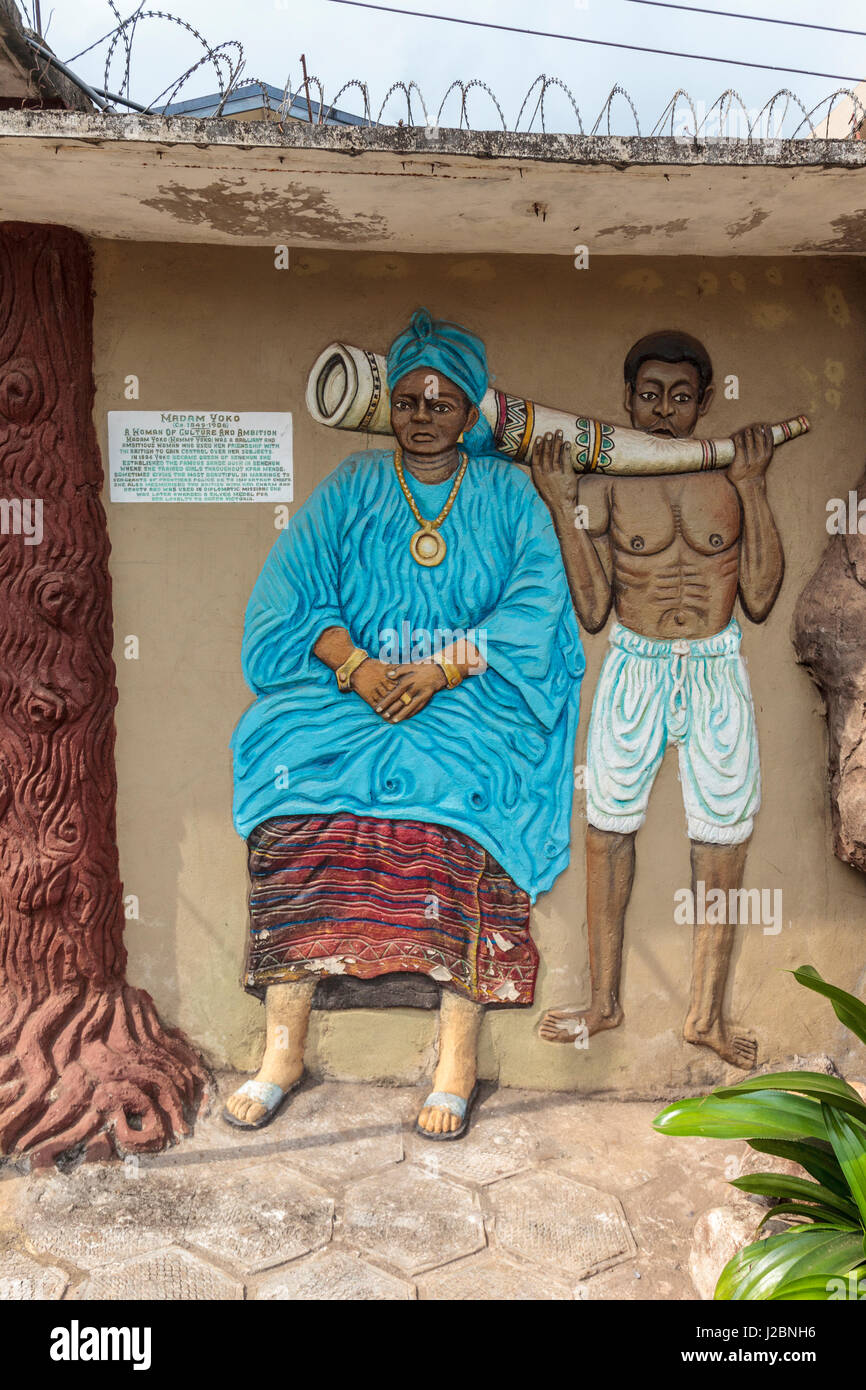 Africa, Sierra Leone, Freetown. Artwork of Madam Yoko at the Sierra Leone Peace and Cultural Monument. Stock Photo