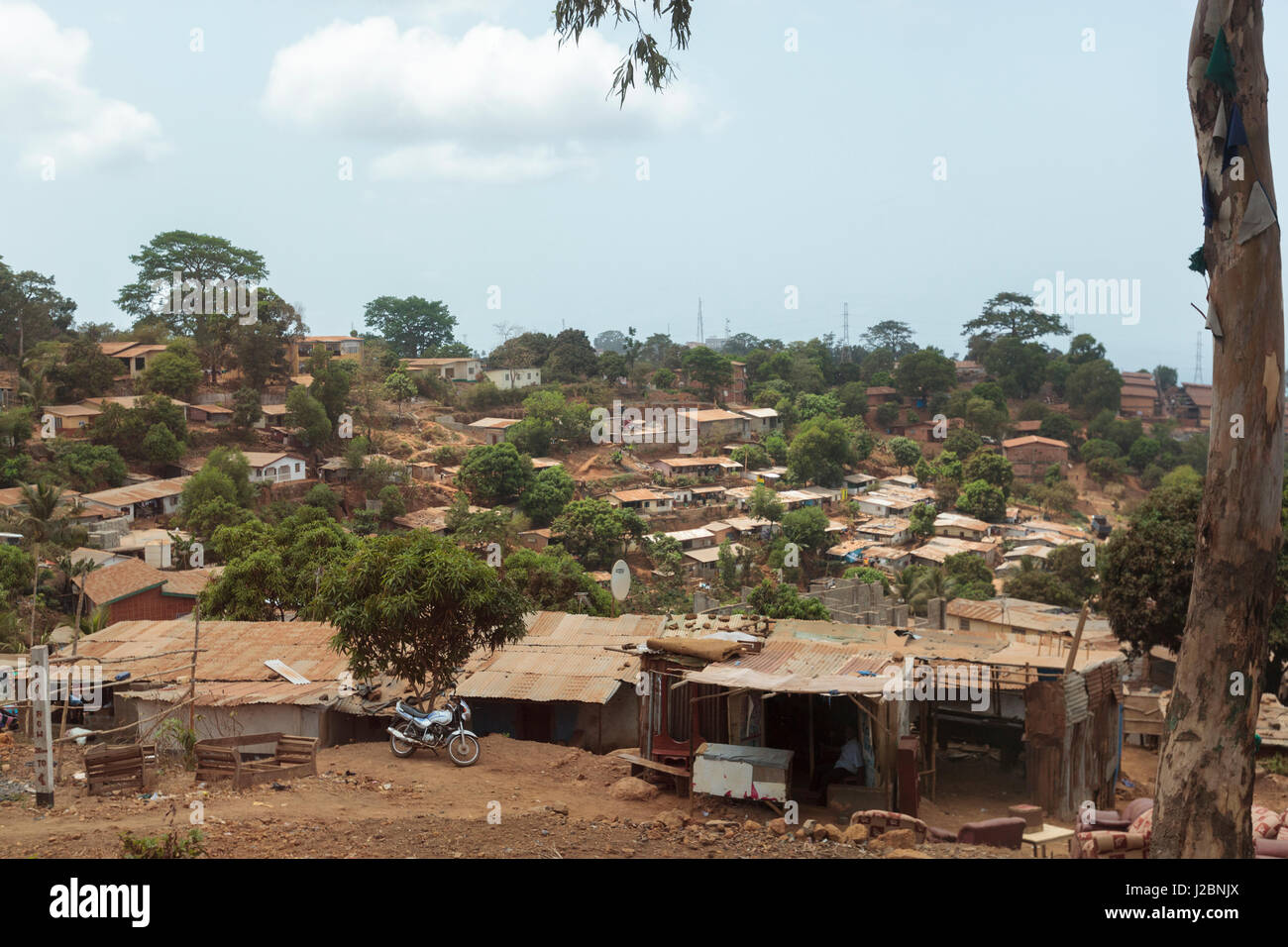 Africa, Sierra Leone, Freetown. Suburban development houses on a