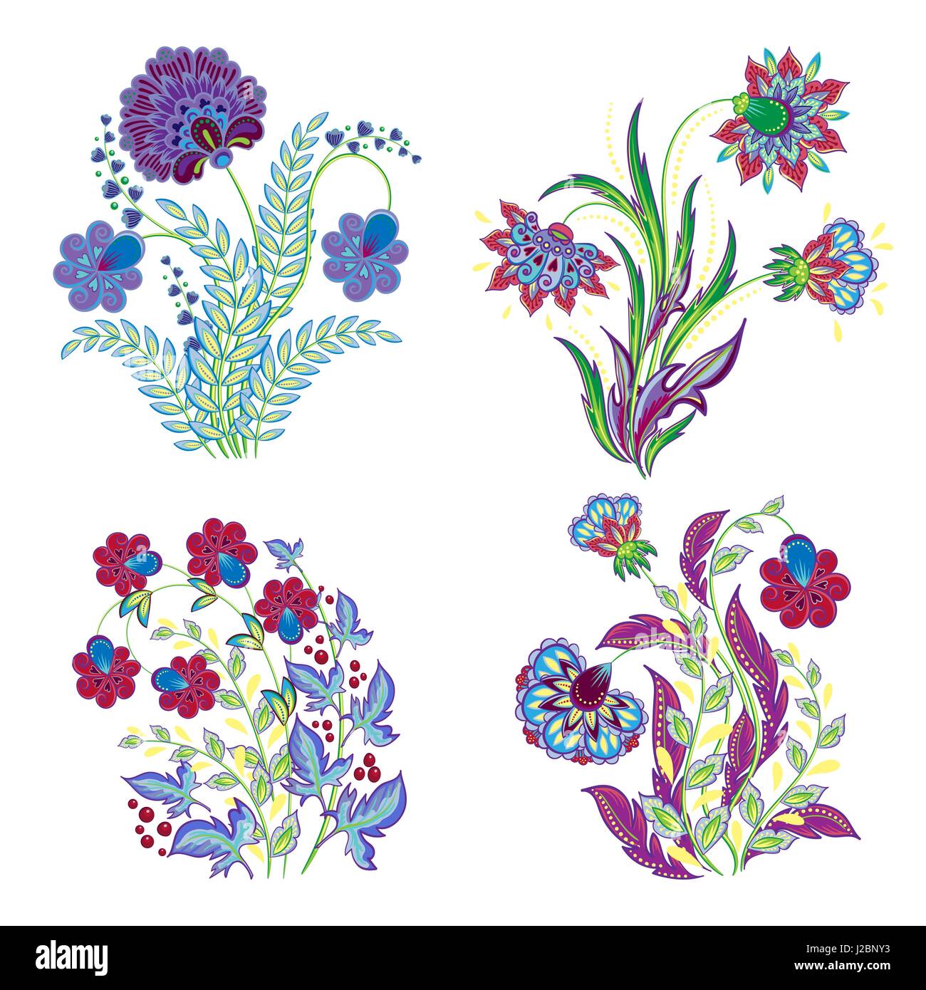 Vector isolated embroidery flowers decorations set. Vintage stitching  embroidery fantasy flowers on white background. Beautiful embroidery floral  isolated decorative elements Stock Vector Image & Art - Alamy