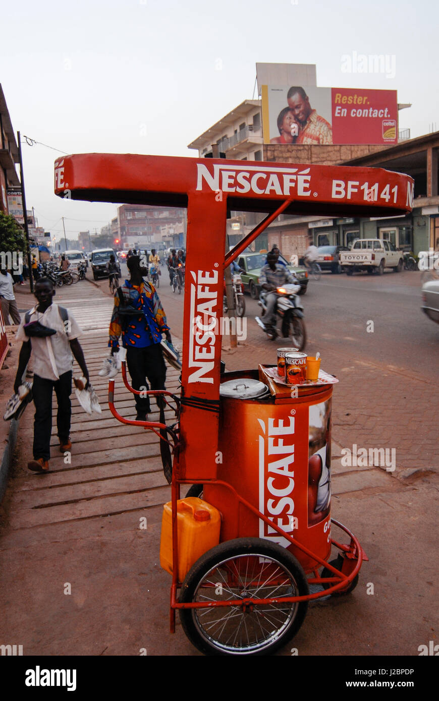 Burkina Faso, Ouagadougou, mobile Nescafe shop, Nescafe is a brand of swiss  company Nestle Stock Photo - Alamy