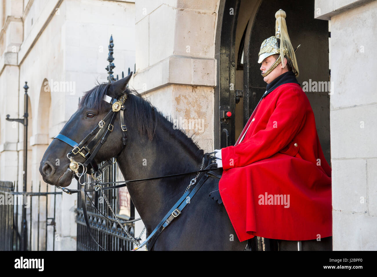 LONDON NOVEMBER 2, 2016 A Queen's Royal Guard soldier sits mounted