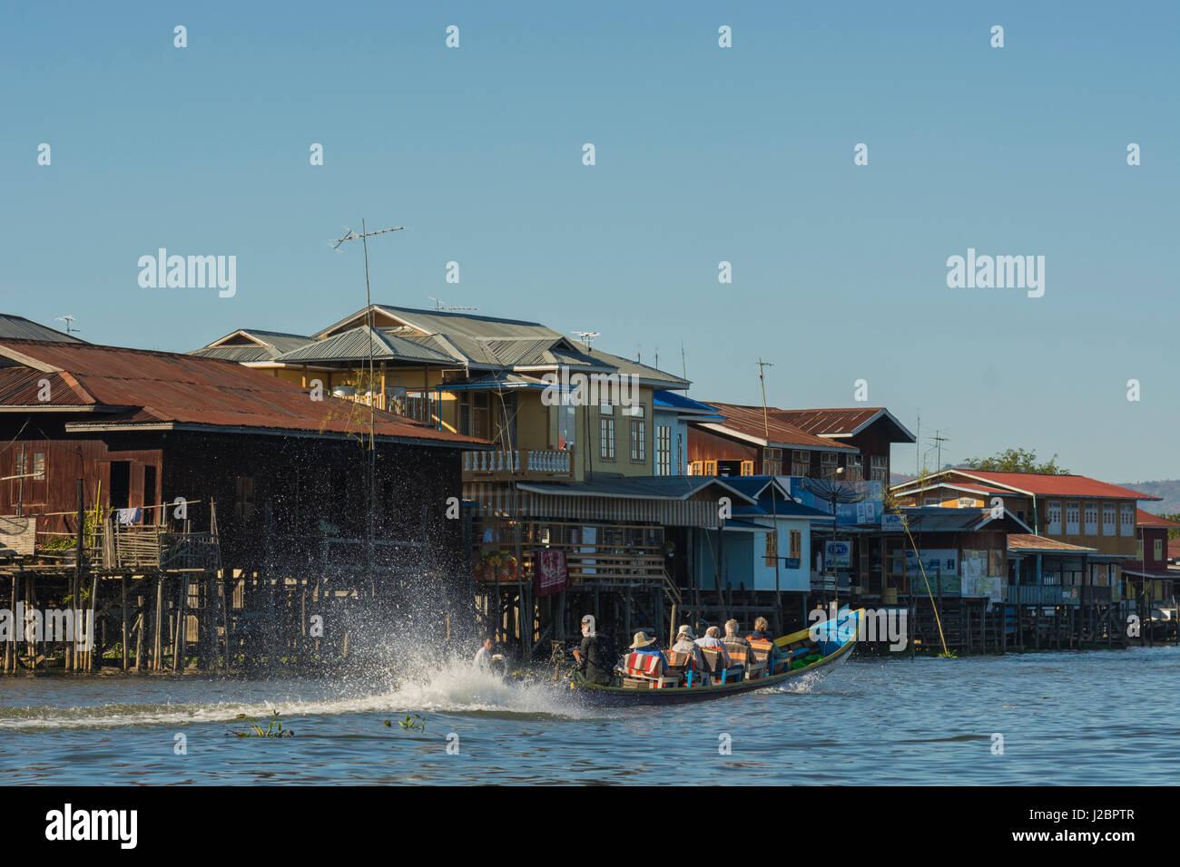 Myanmar. Shan State. Inle Lake. Traditional floating houses on Inle ...