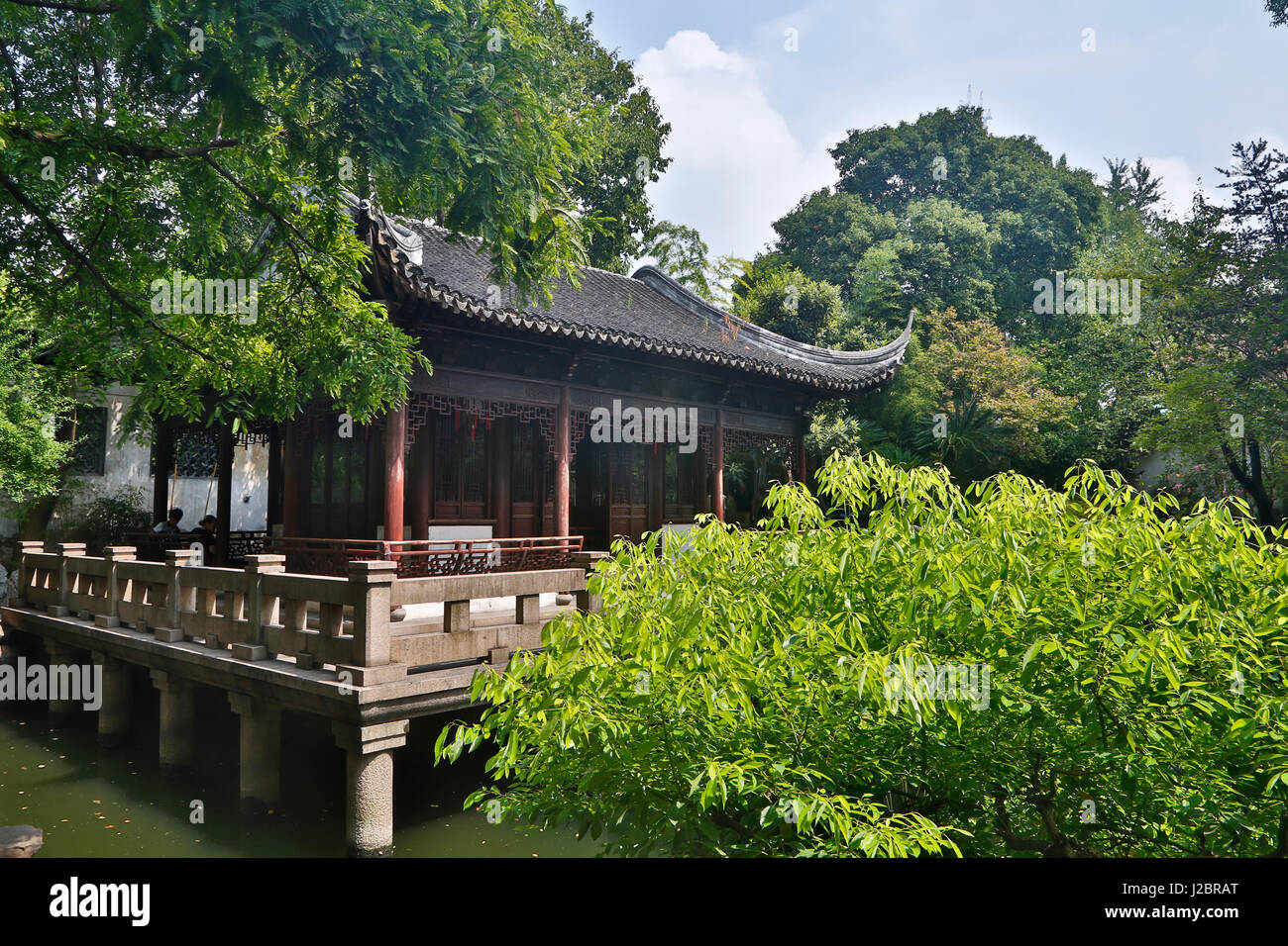 Shanghai, China Yu Garden and oriental styled buildings. Stock Photo
