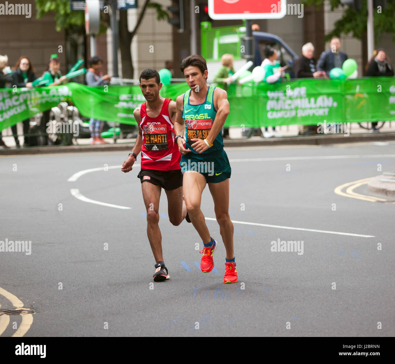 Alex Pires Da Silva and Abelhardi El Harti Competing in the World Para Athletic World Cup, part of the 2017 London Marathon Stock Photo