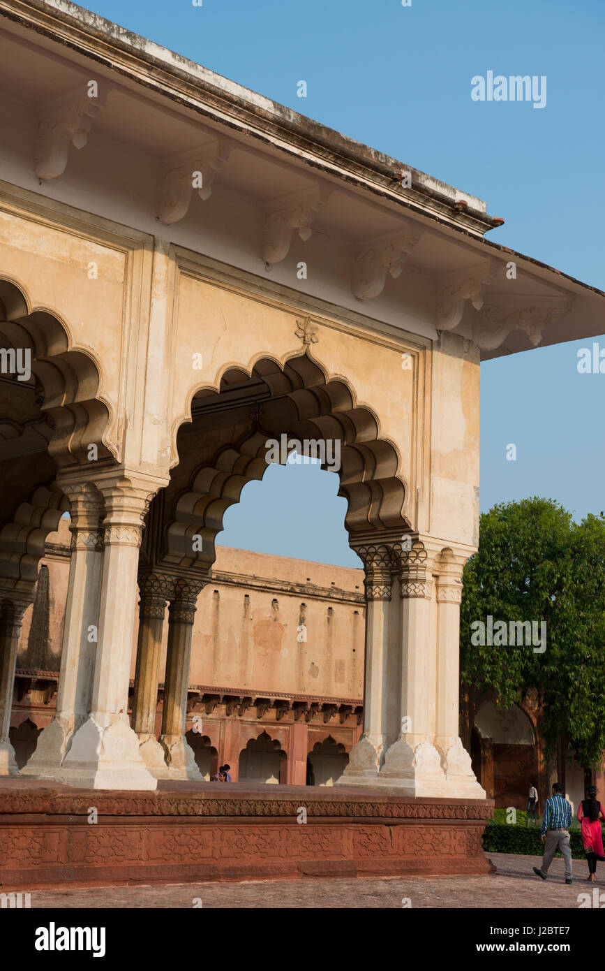 India, Agra. The Red Fort of Agra. This sandstone fortress was once the