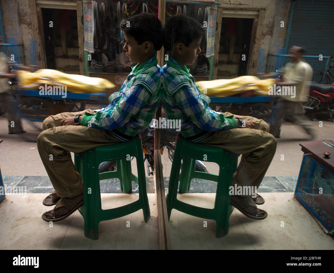 Boy Leaning On Stool High Resolution Stock Photography and Images - Alamy