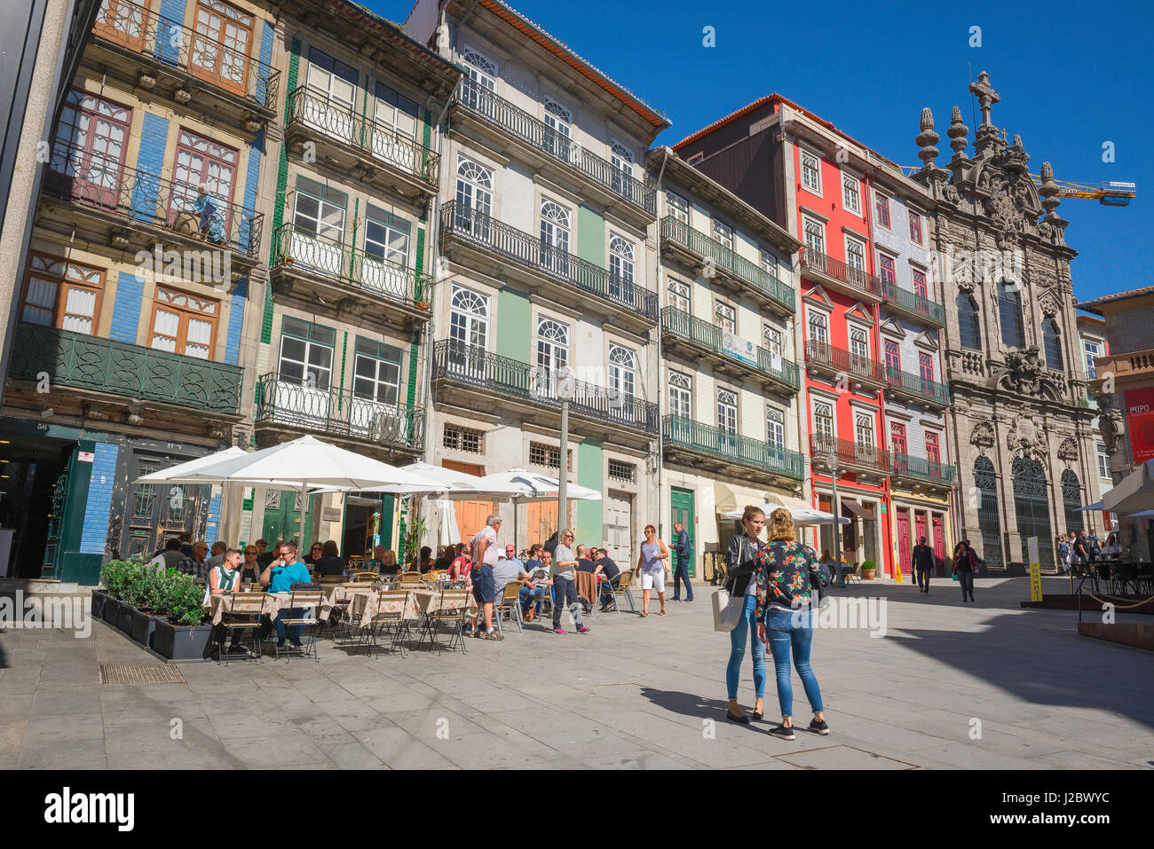 Porto Portugal street, view in summer of the Largo de Santo Domingos - a small Baroque square in the old town area of Porto, Europe Stock Photo