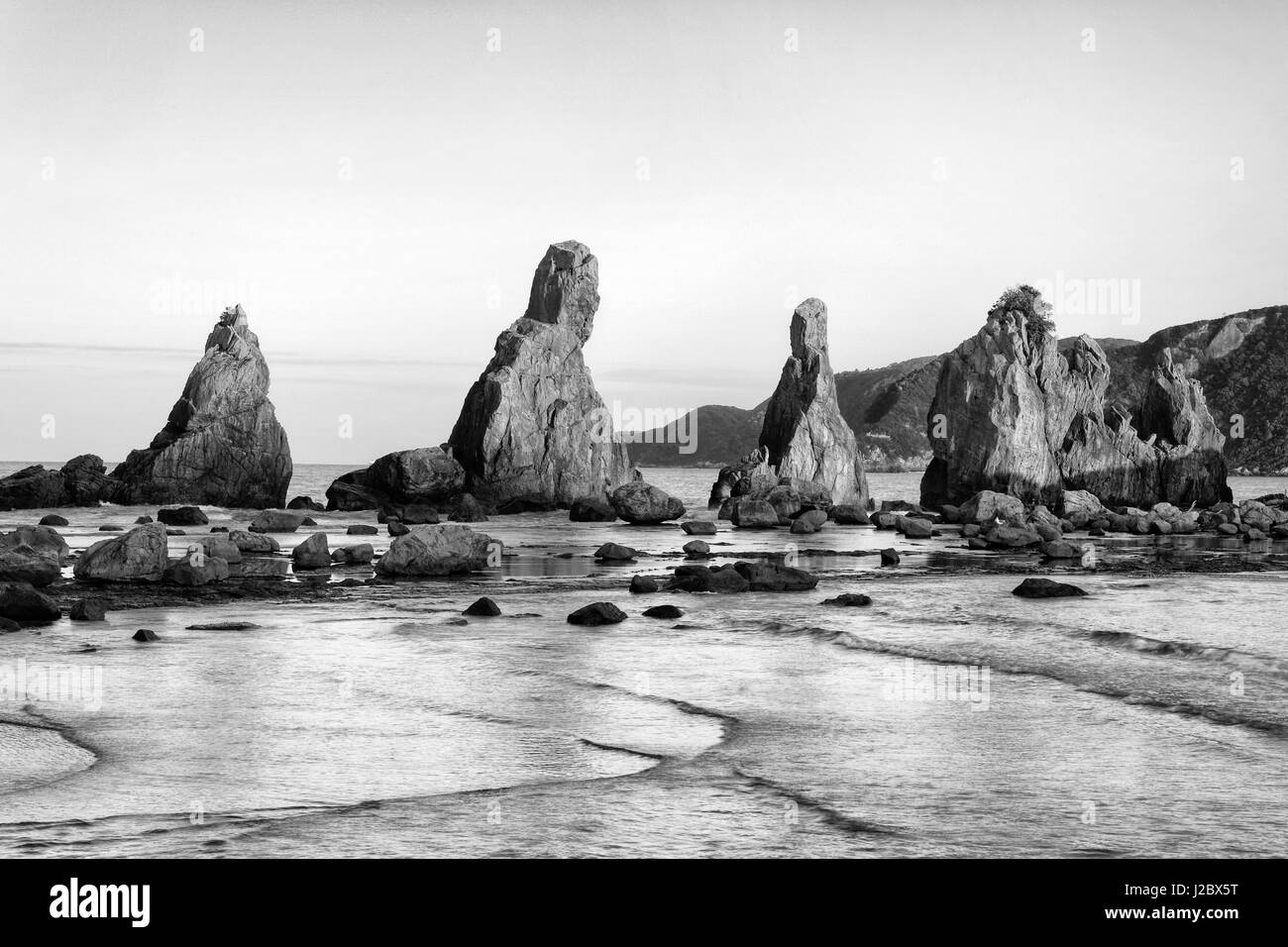 Asia, Japan, Kushimoto. View of Hashigui-iwa Rocks on ocean shore. Credit as: Dennis Flaherty / Jaynes Gallery / DanitaDelimont.com Stock Photo