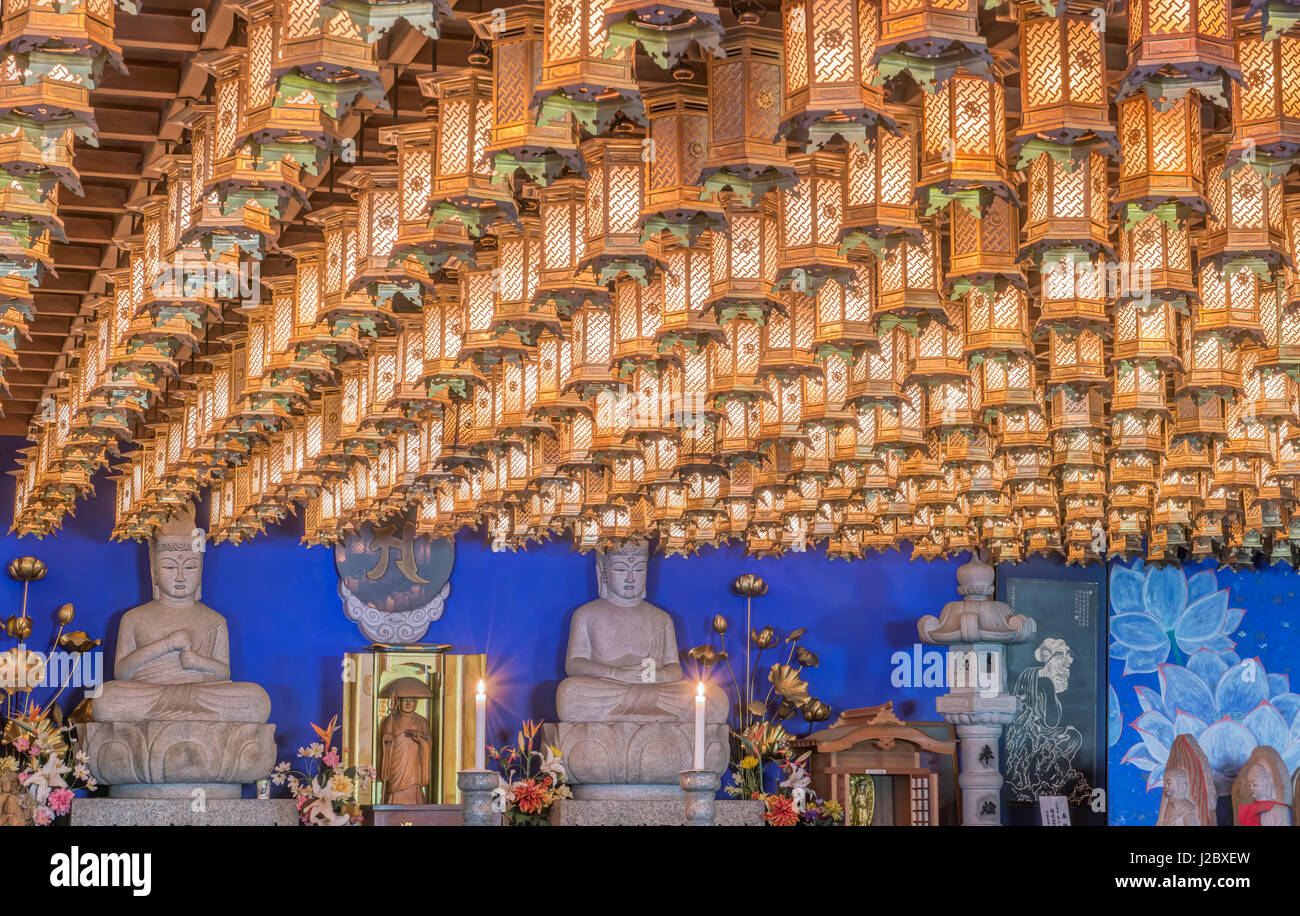 Japan, Hiroshima, Miyajima, Daisho-in Temple, Hakkaku Manpuku Hall, Seven Deities of Good Fortune Stock Photo