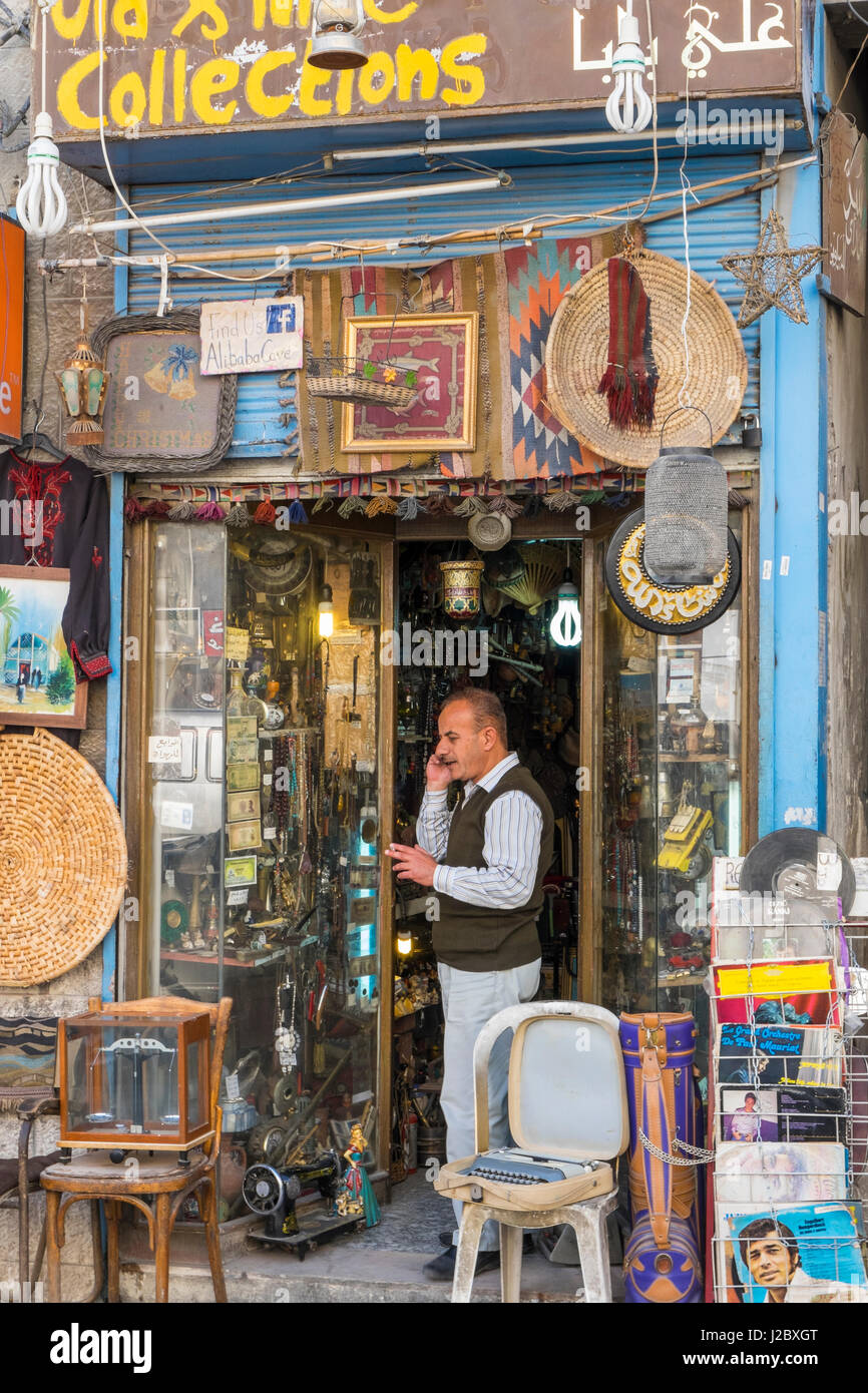 Outside of Antique and bric-a-brac shop, downtown Amman, Amman, Jordan Stock Photo