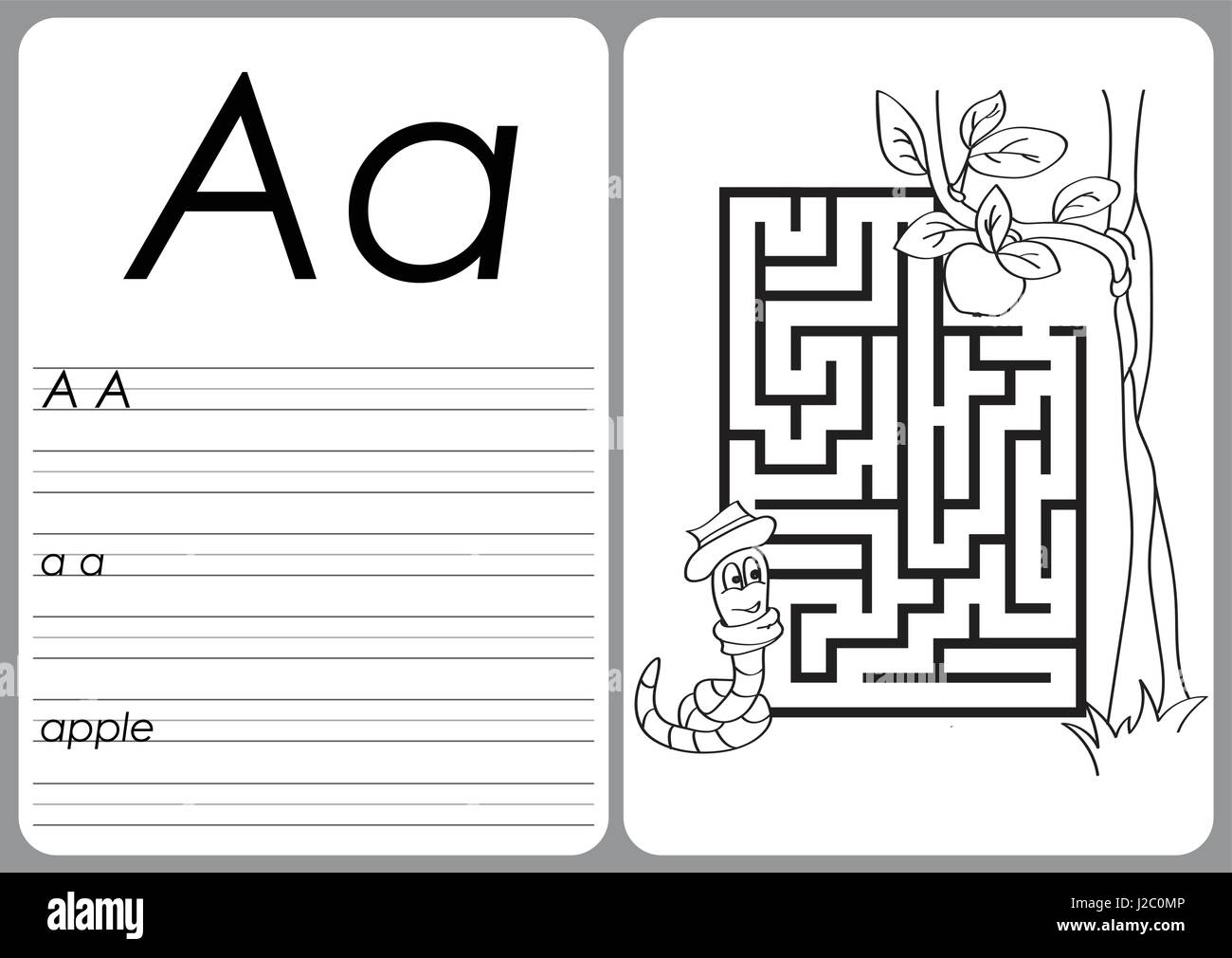 Alphabet A-Z - puzzle Worksheet - Coloring book Stock Vector Image
