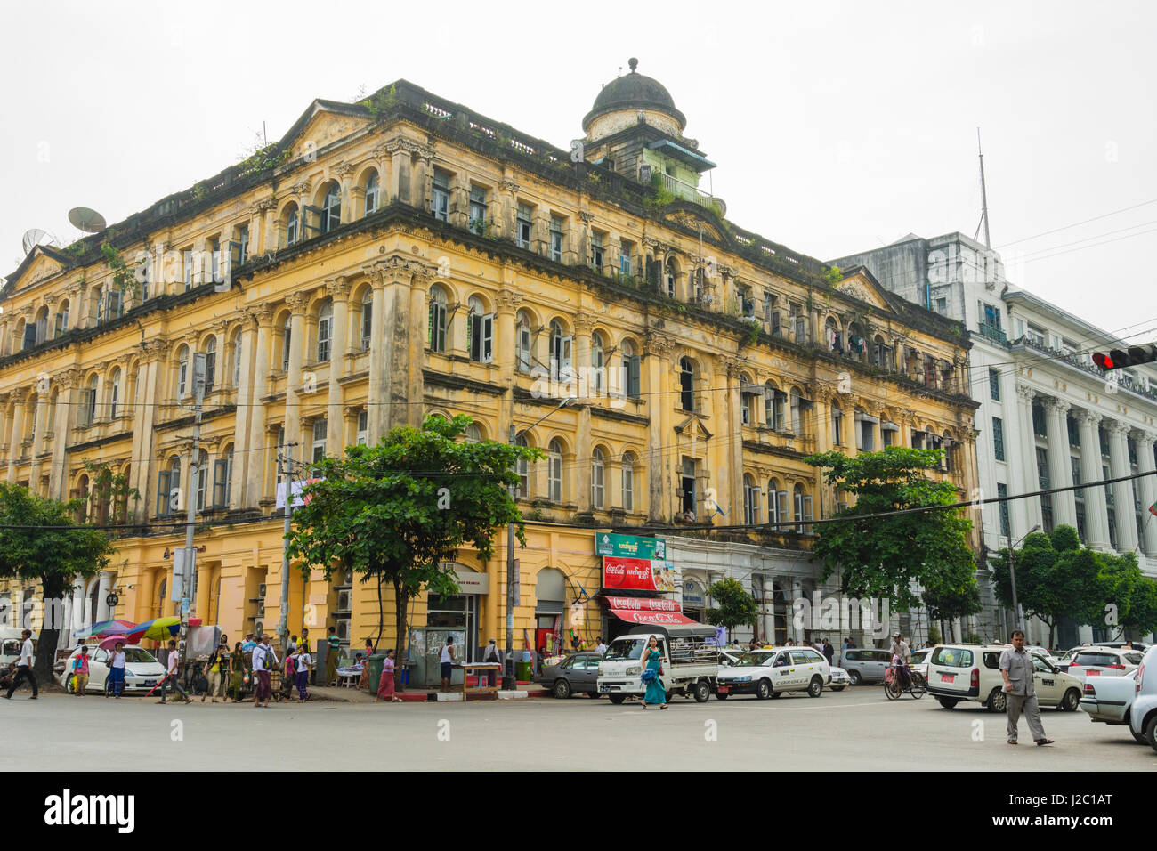Myanmar. Yangon. Colonial-era buildings in downtown Yangon. Stock Photo
