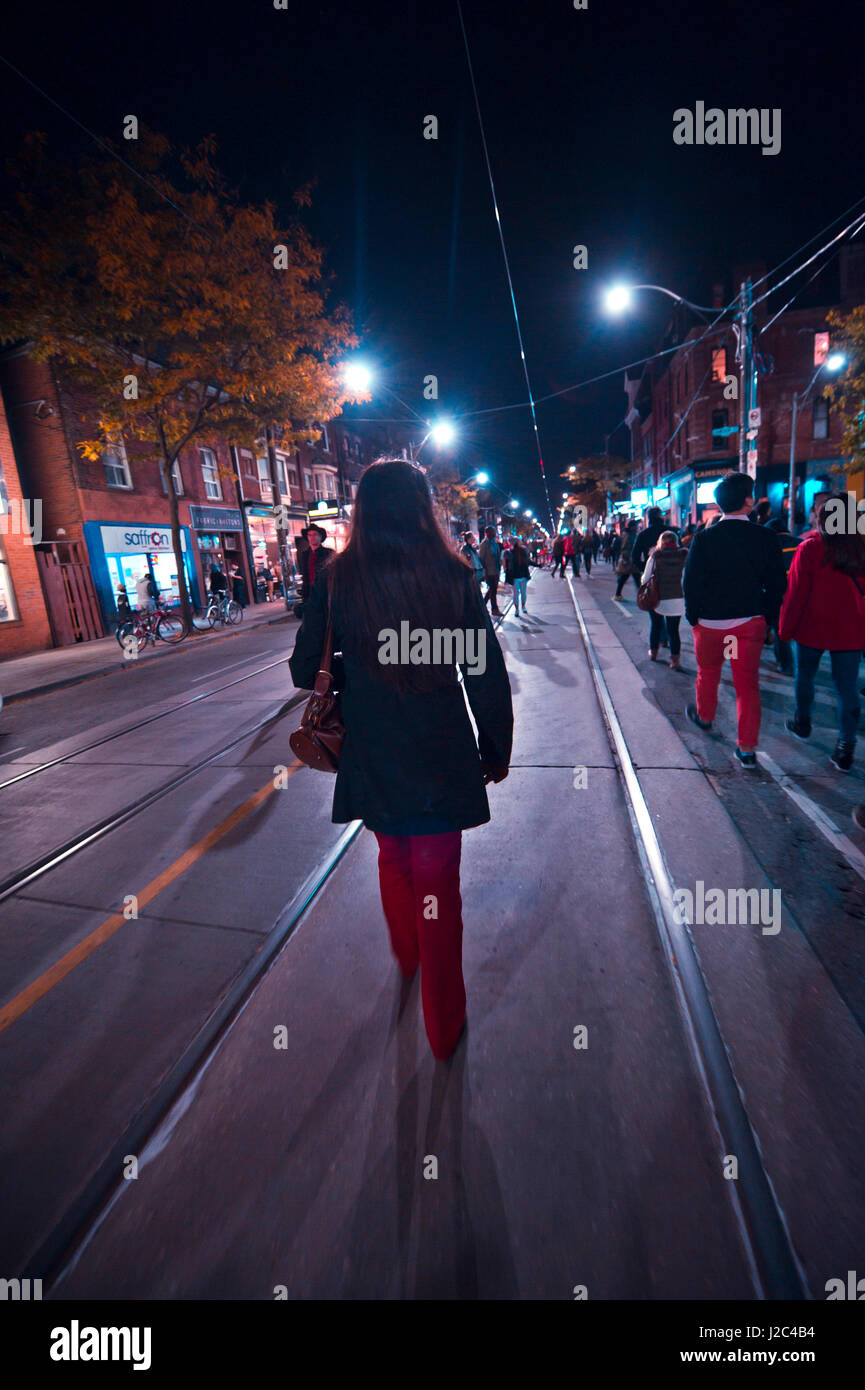 Woman back view dark street hi-res stock photography and images - Alamy