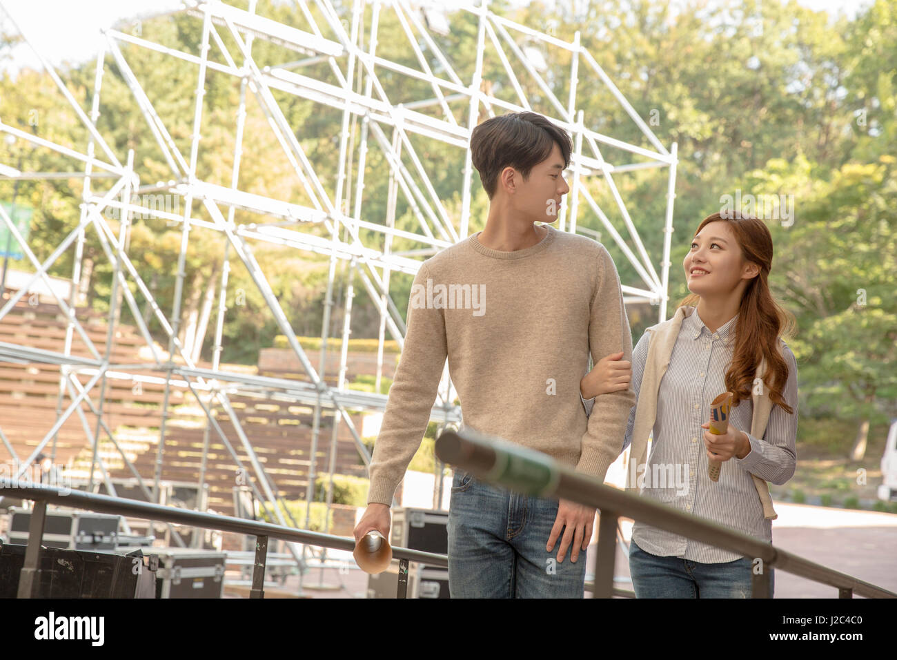 Young smiling couple having a date Stock Photo