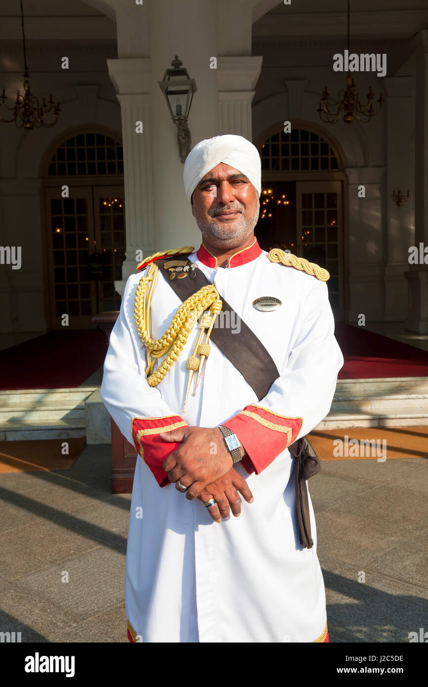 Raffles Doorman Raffles Hotel Singapore Se Asia Stock Photo