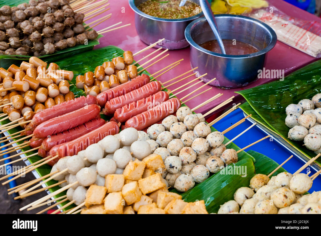 Thai food grill sticks, Bangkok, Thailand Stock Photo Alamy