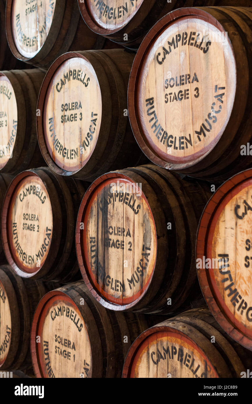 Australia, Victoria, Rutherglen, Campbell's Winery, wine barrels Stock Photo Alamy