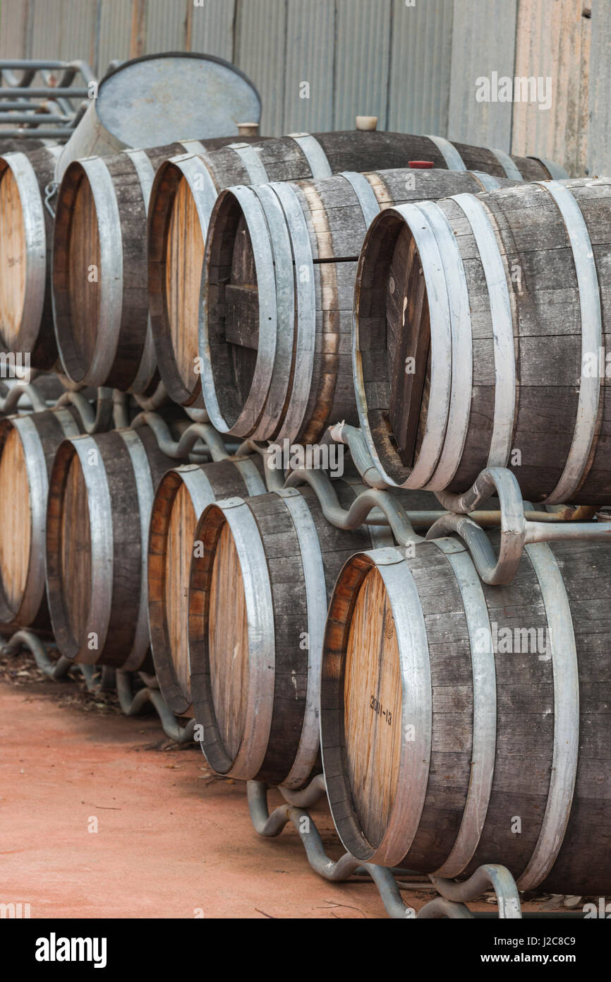 Australia, Victoria, Rutherglen, Olive Hills Estate Winery, wine barrels Stock Photo Alamy