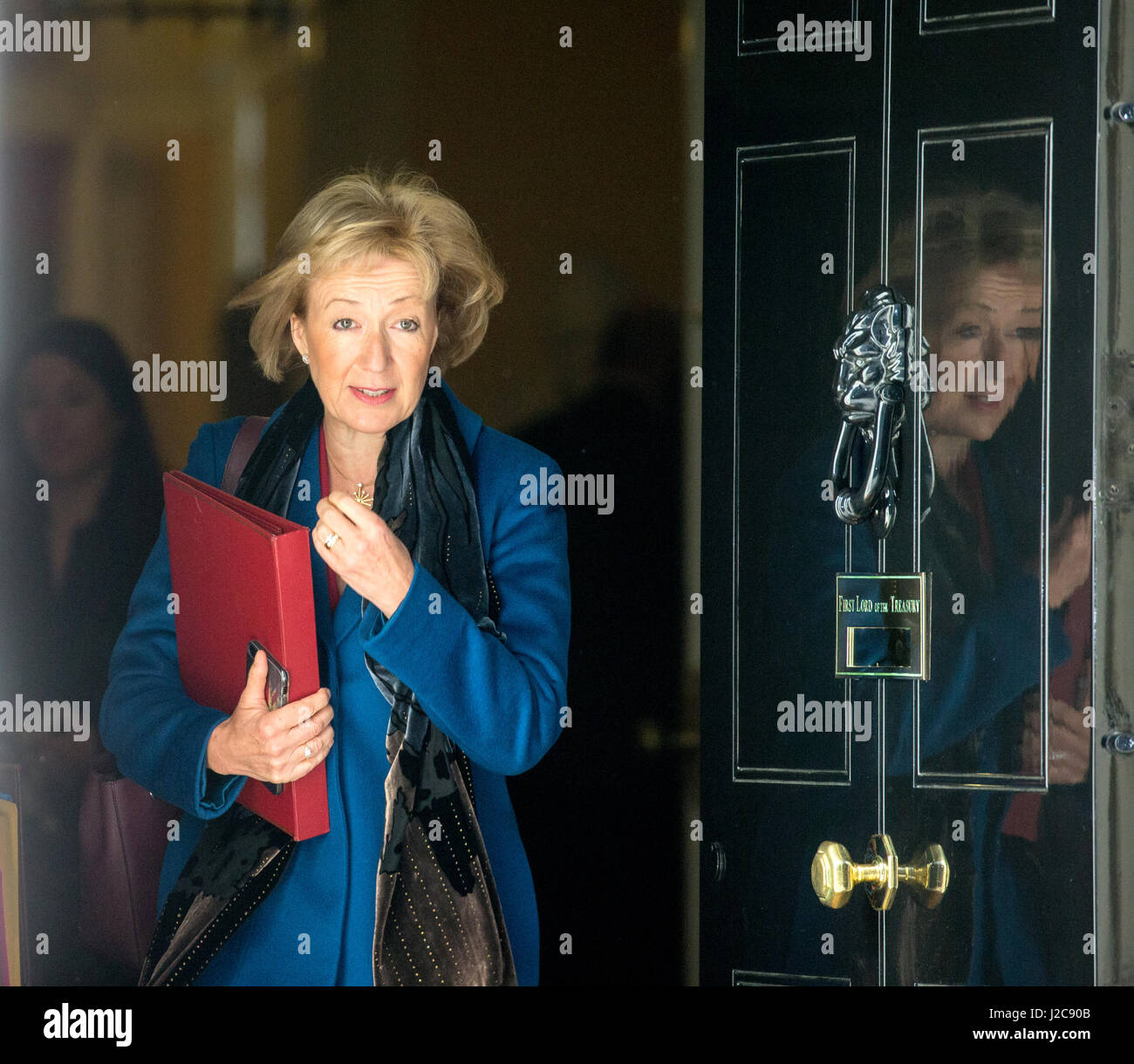 Andrea Leadsom,Minister of State for Environment,food and rural affairs arrives at 10 Downing street for a Cabinet meeting Stock Photo