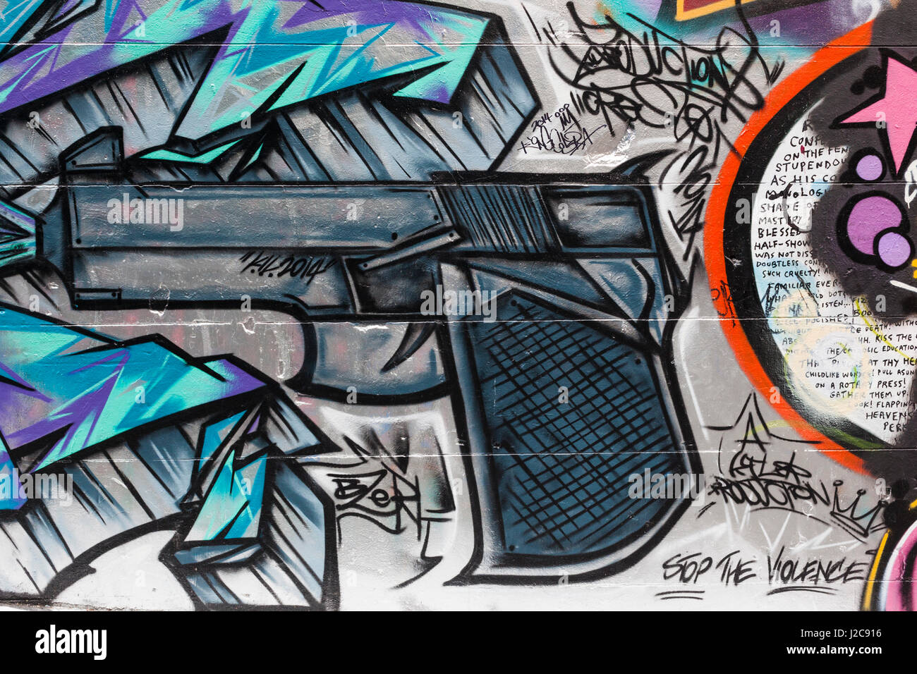 Australia, Victoria, Melbourne, Hosier Lane, streetside graffiti gallery (Editorial Use Only) Stock Photo