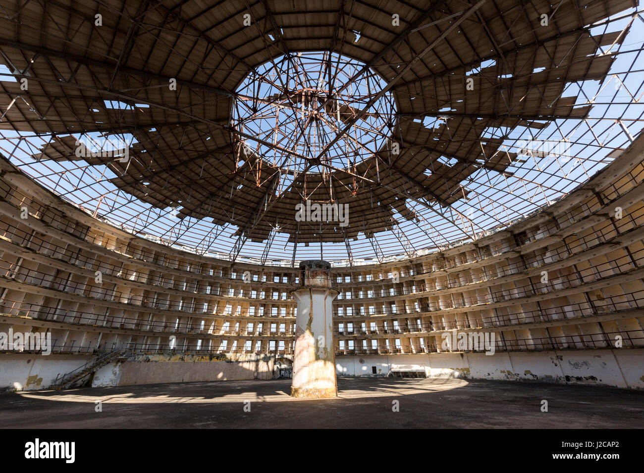 Inside of one of the prison structures of the Presidio Modelo Prison on the  Isle of Youth, Cuba Stock Photo - Alamy