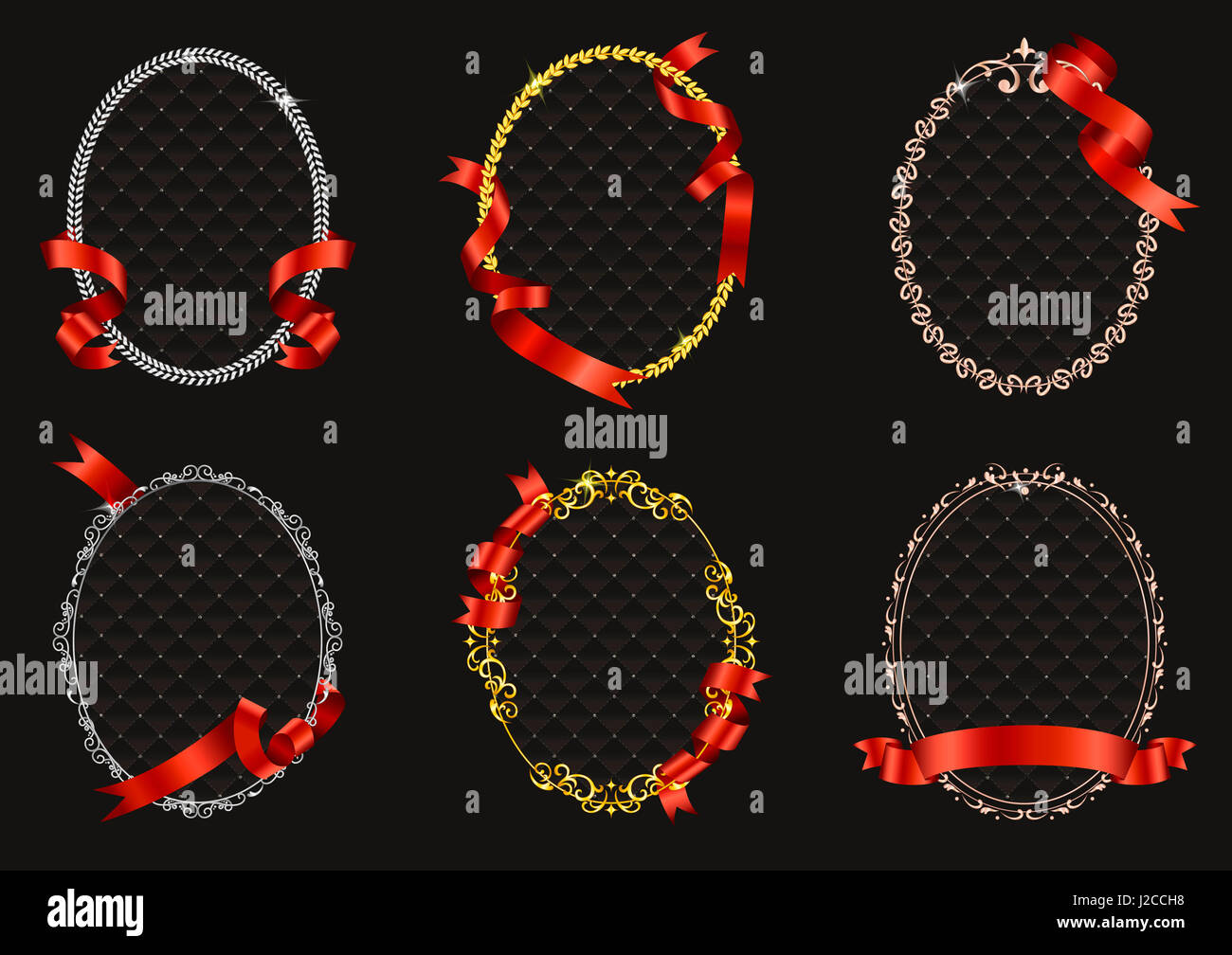Various frames with red ribbons Stock Photo - Alamy