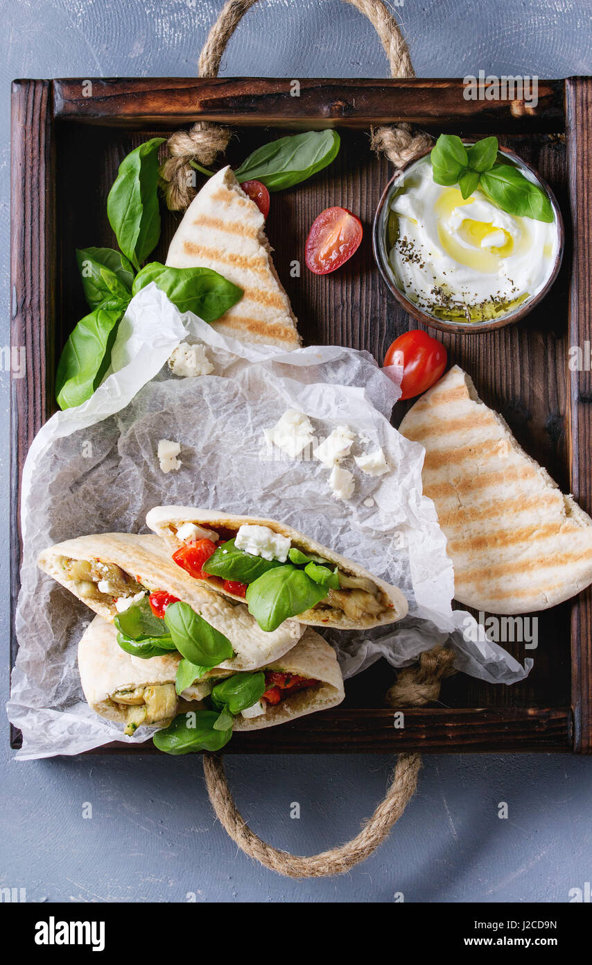 Pita bread sandwiches with vegetables Stock Photo - Alamy