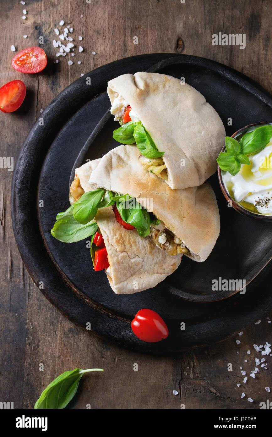 Pita bread sandwiches with vegetables Stock Photo - Alamy