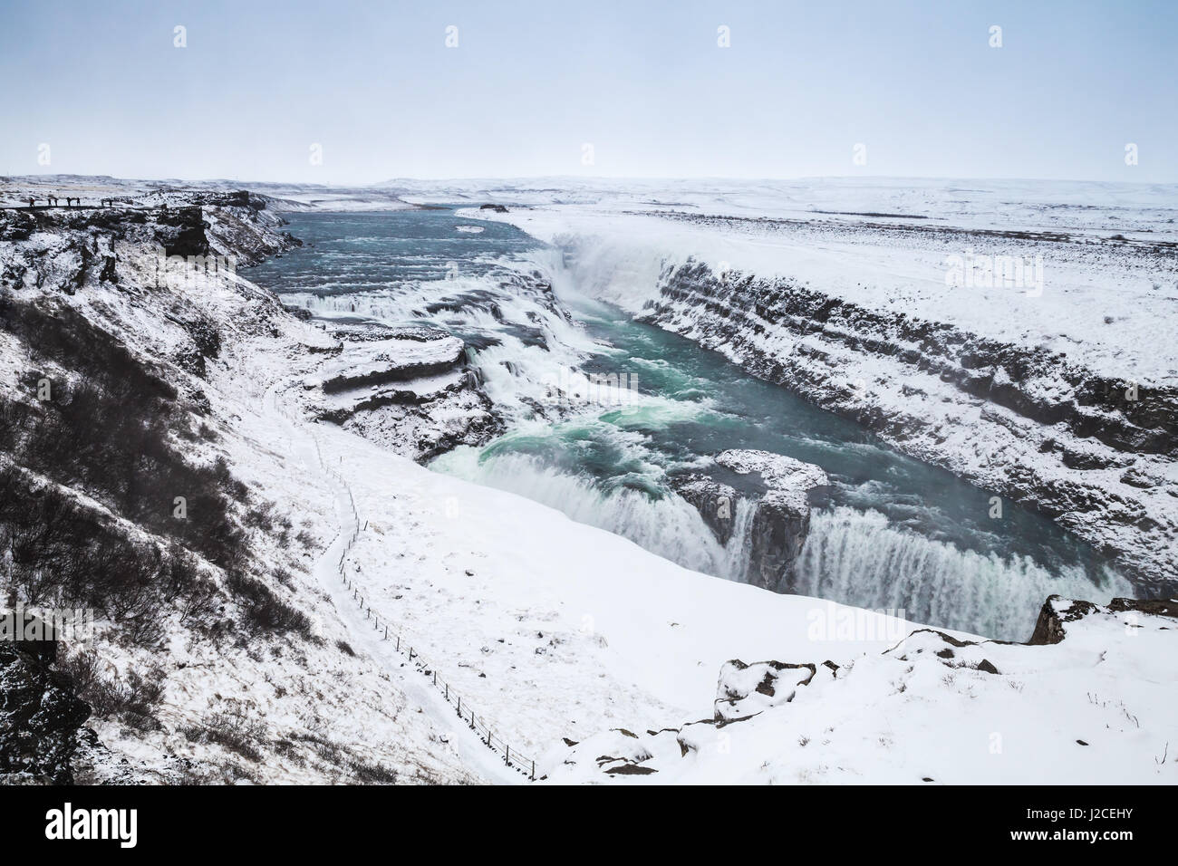 Gullfoss or Golden Waterfall, one of the most popular natural landmarks of Iceland Stock Photo