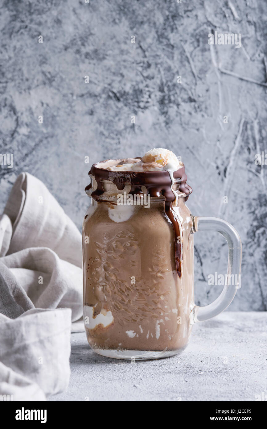 Chocolate milkshake with ice cream Stock Photo