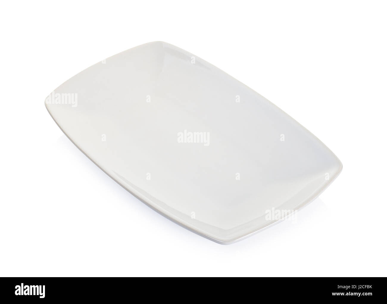 Empty white square plate isolated on white background Stock Photo - Alamy
