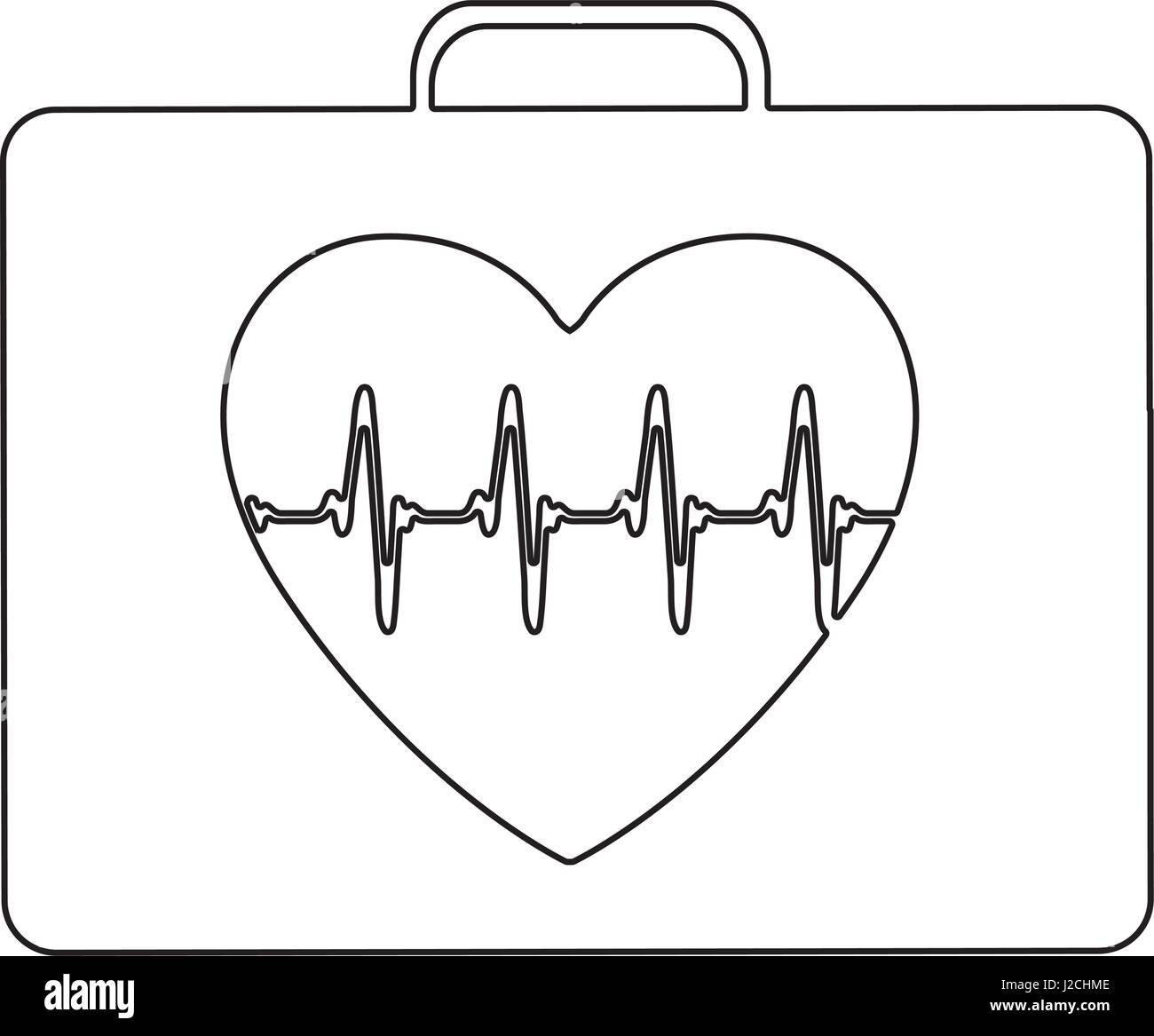 silhouette firts aid kit with symbol line of vital sign in heart Stock Vector Image & Art Alamy