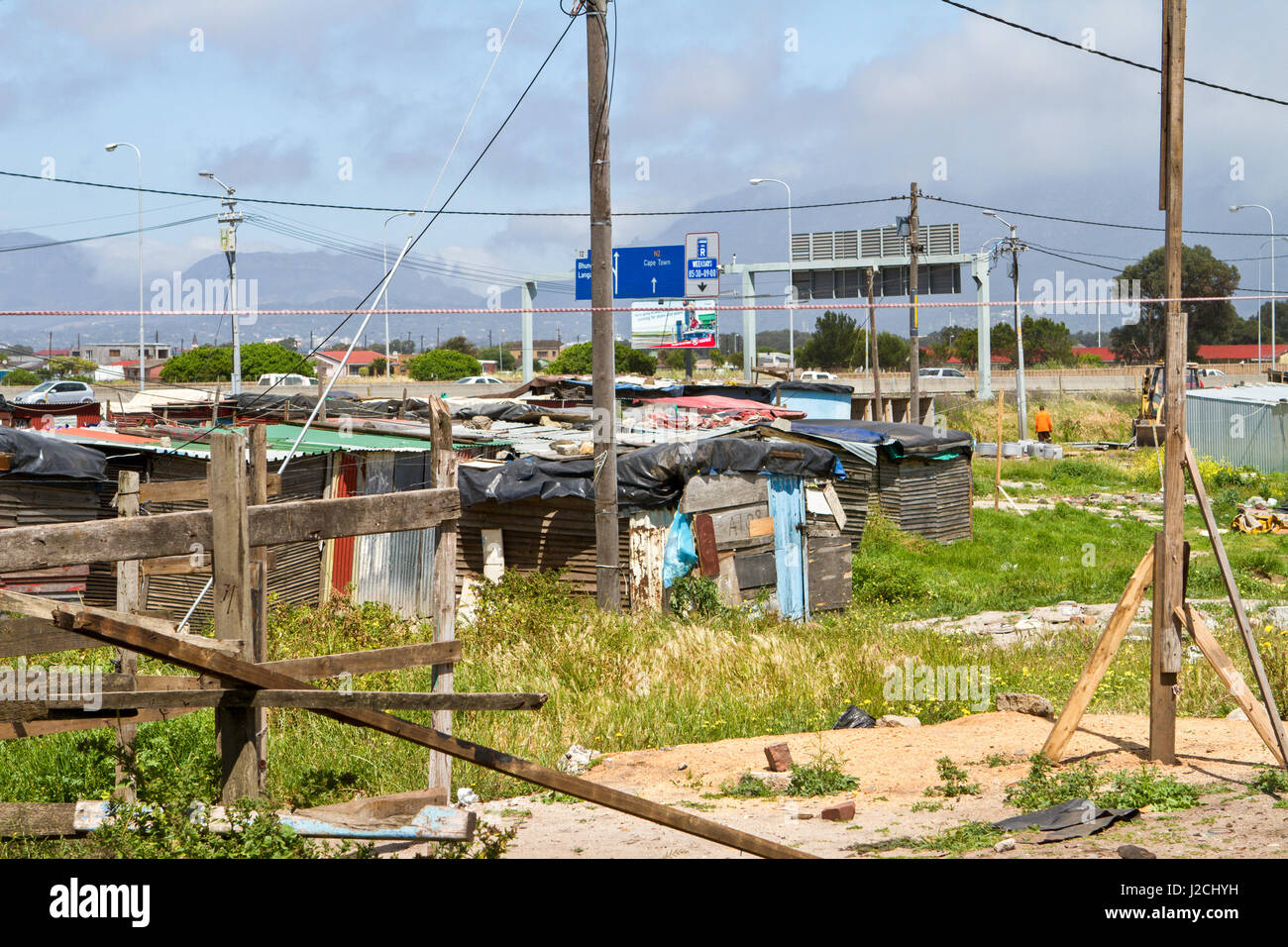 South Africa, Western Cape, Cape, View over small cottages in Langa