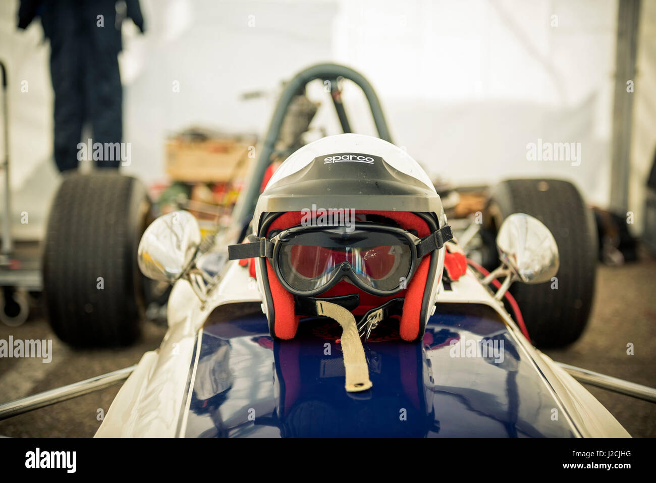 Classic Motor Racing Still with Goggle & Helmet Stock Photo Alamy