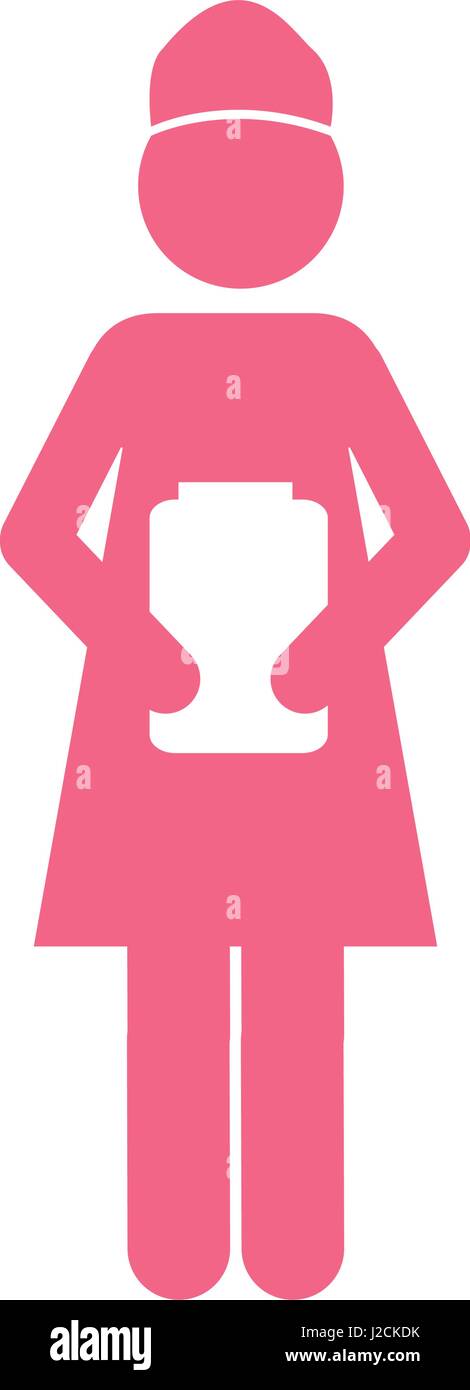 color silhouette pictogram of woman nurse icon Stock Vector Image & Art ...