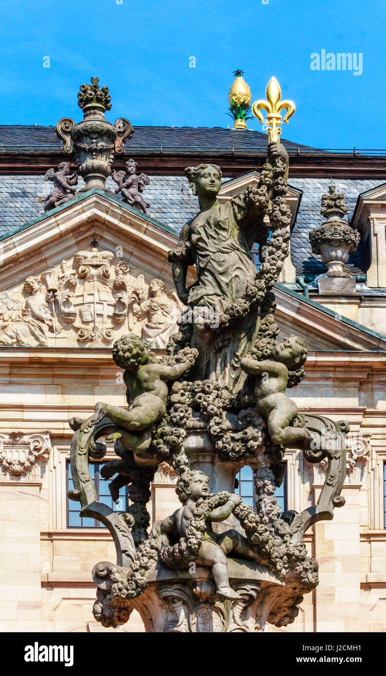 Orangery terrace - The Floravase in the castle garden in baroque city Fulda, Hesse, Germany Stock Photo