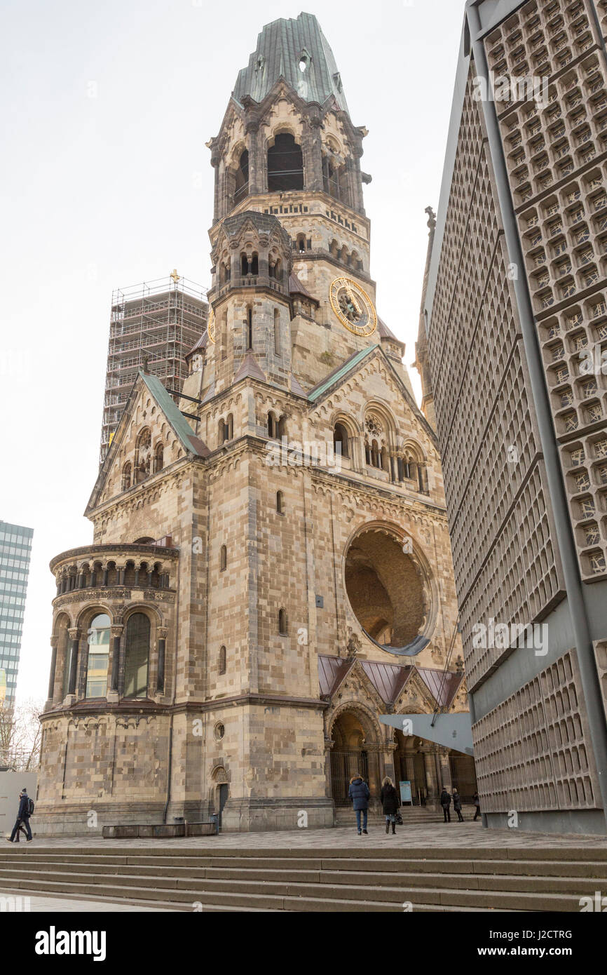 Germany, Berlin. The old and new Kaiser Wilhelm Memorial Churches ...