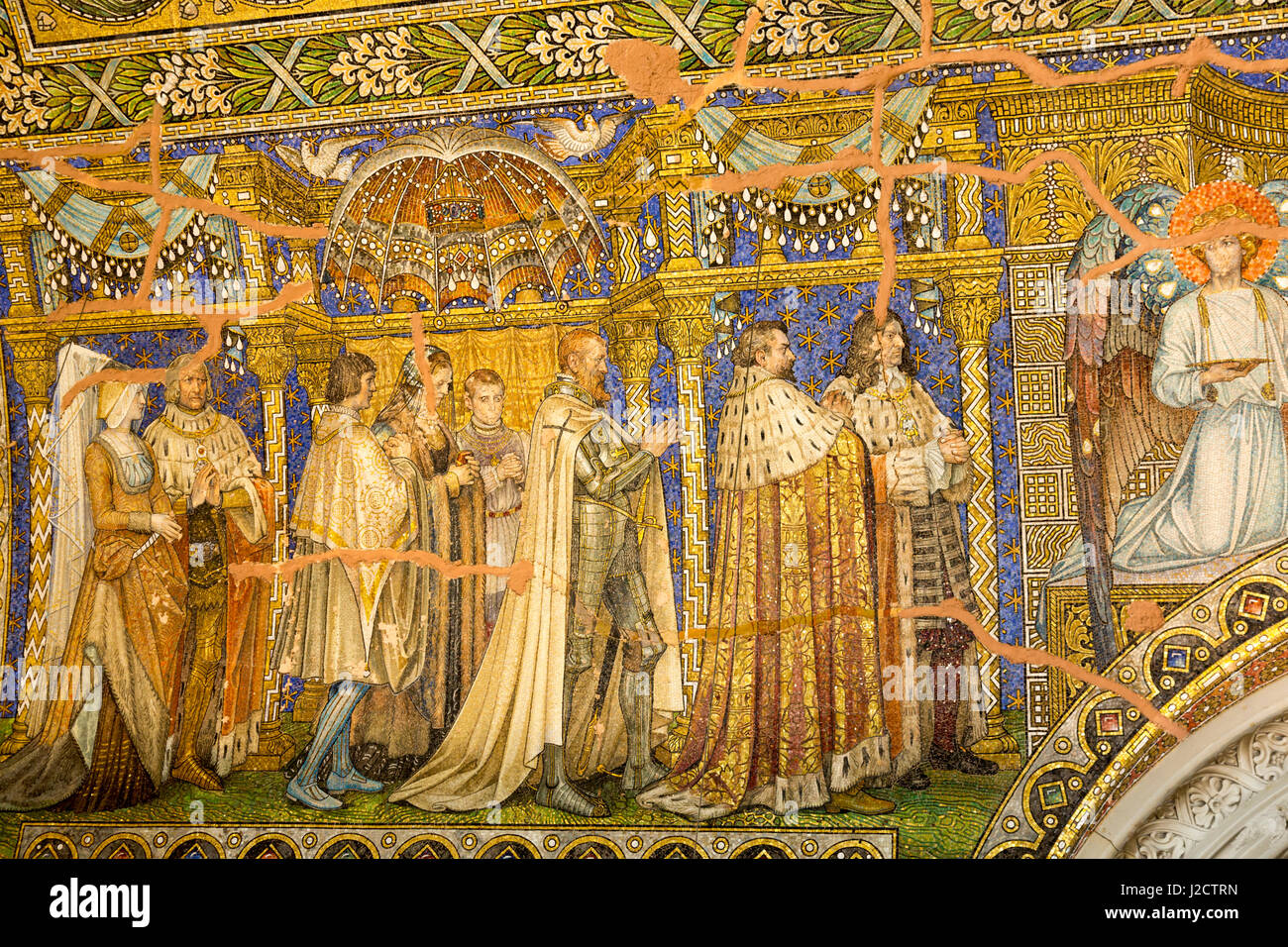 Germany, Berlin. Ornate mosaic in destroyed Kaiser Wilhelm Memorial ...