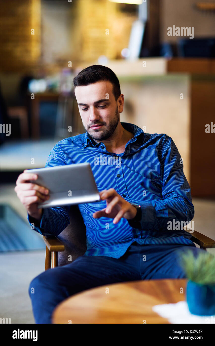 Person Using Tablet Computer Business people tablet reading hi-res stock photography and images - Alamy