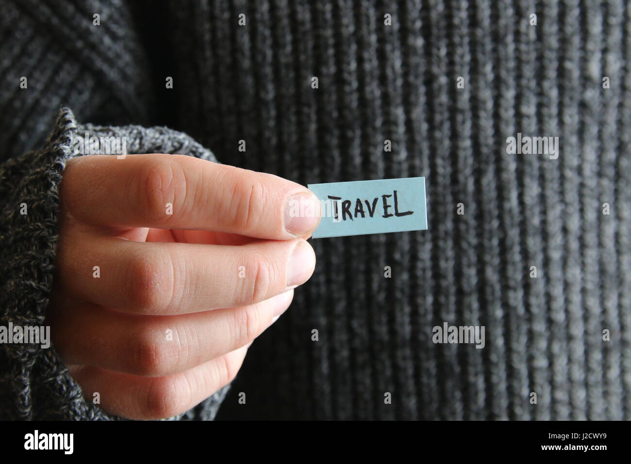 Travel - inscription on the tag Stock Photo