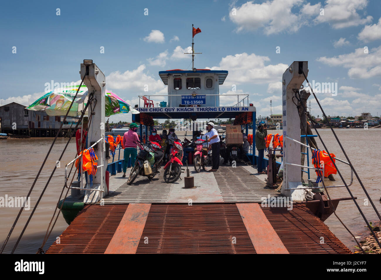 Vietnam, Mekong Delta. My Tho, Mekong River Ferry Stock Photo - Alamy