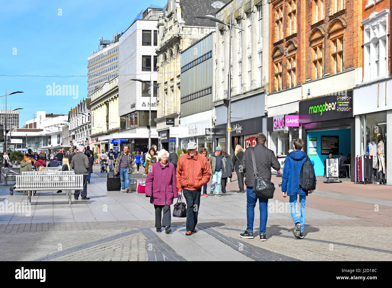 Shopping in Southend on Sea England UK high street retail shops