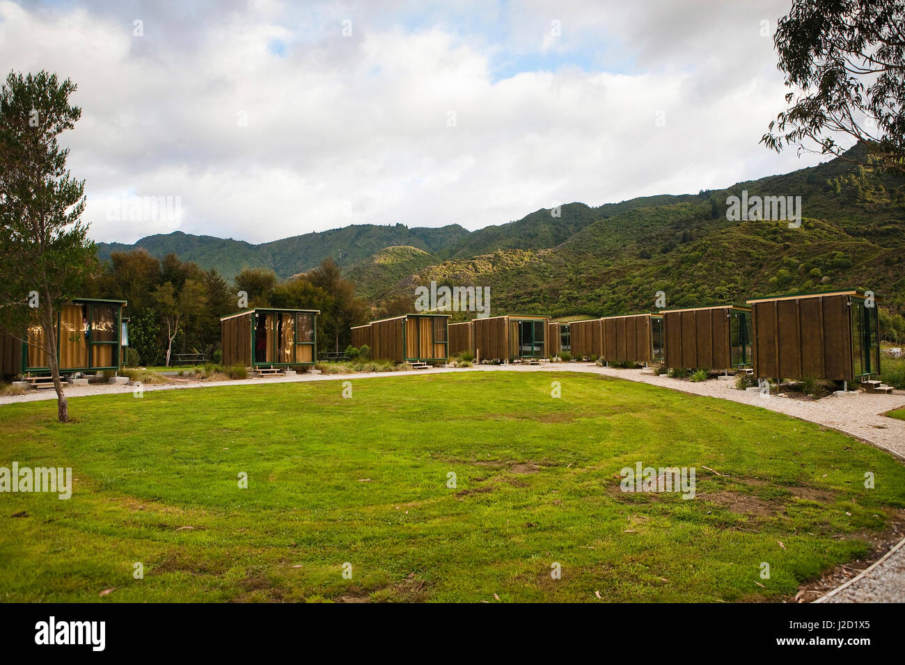 The Barn Hostel Situated On The Border Of New Zealands Abel Tasman National Park Pr Stock Photo Alamy
