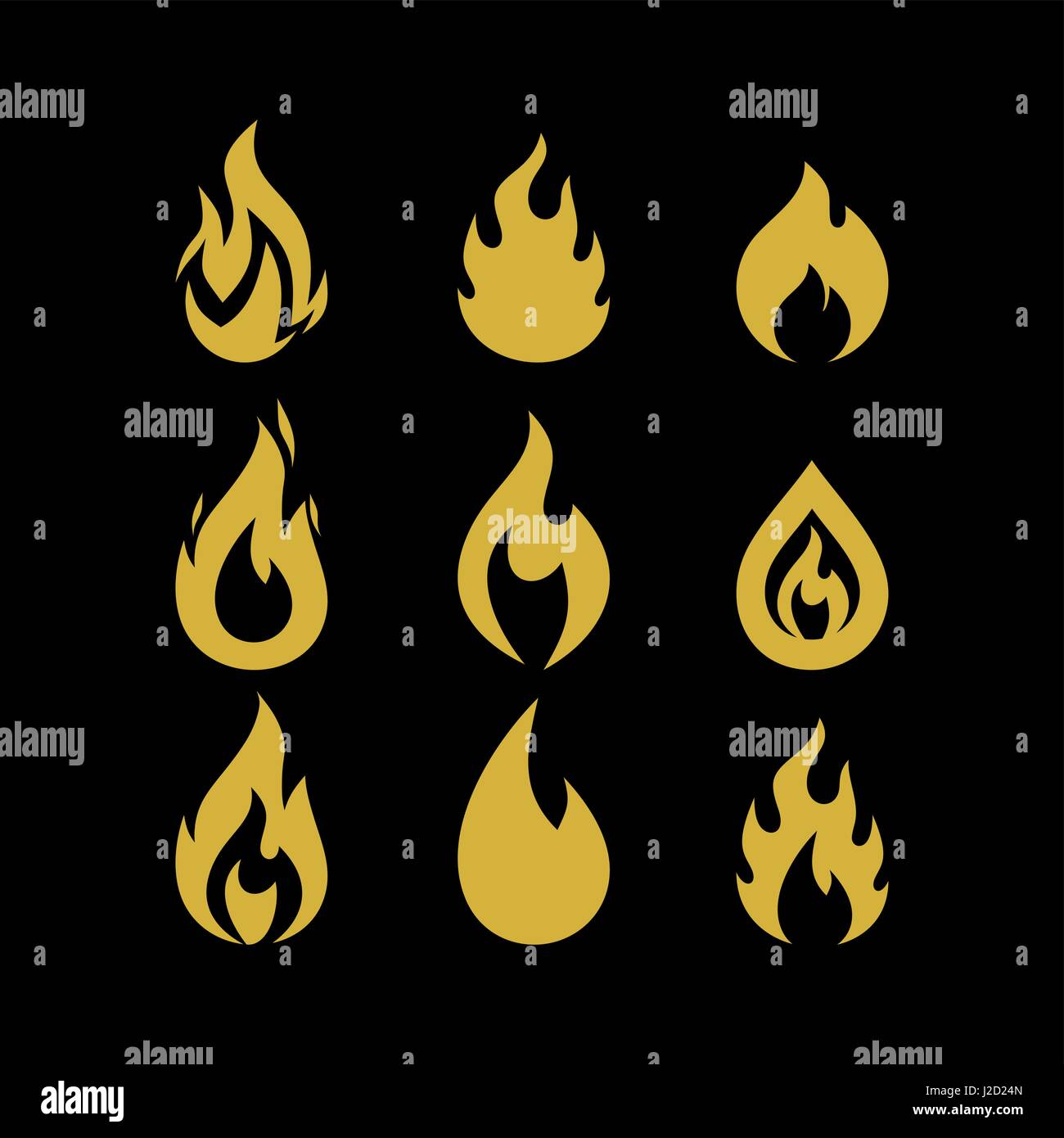 Big set of vector flames, collection of design elements for creating logos. Stock Vector