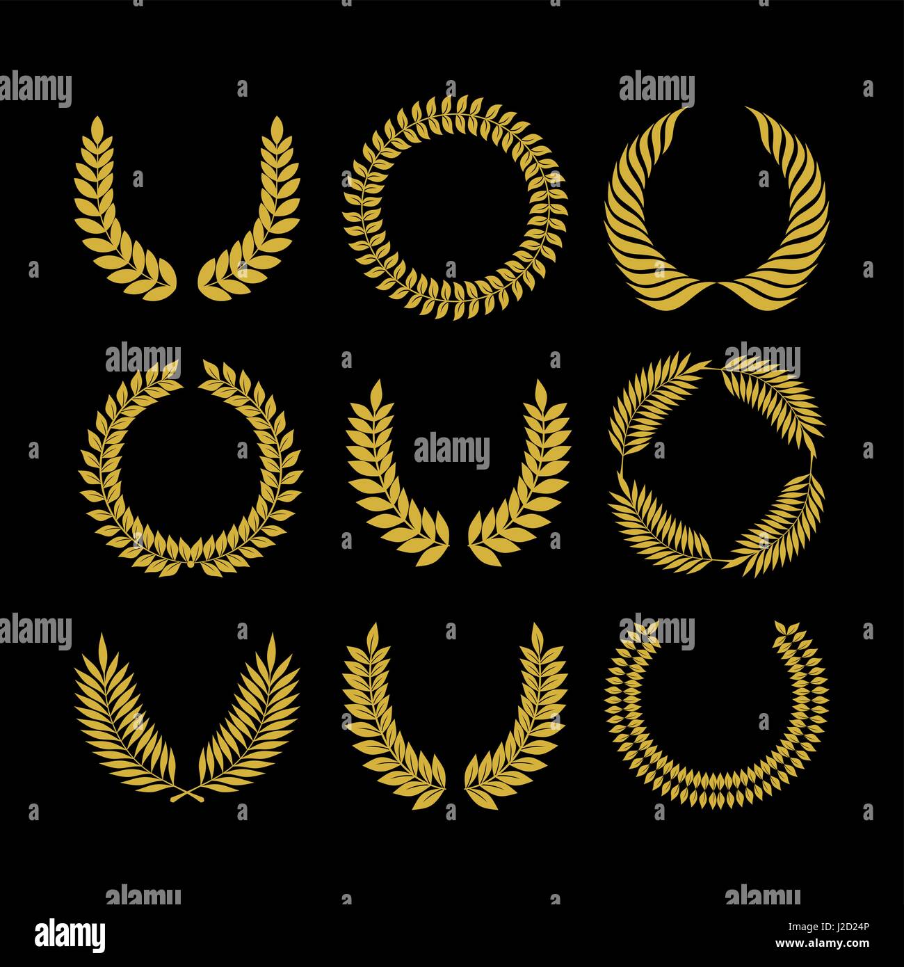 Big set of vector wreaths, collection of design elements for creating logos. Stock Vector