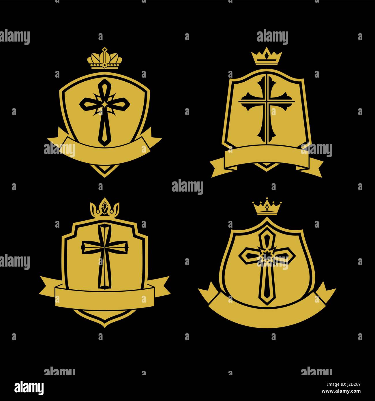 Church logo. Christian symbols. The shield with the cross of Jesus and ...