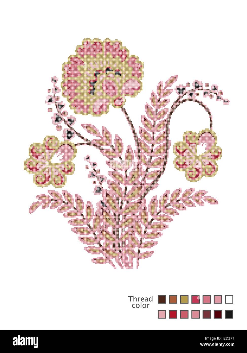 Cross Stitch Flowers. Ready-made template for cross stitching. Catalog ...